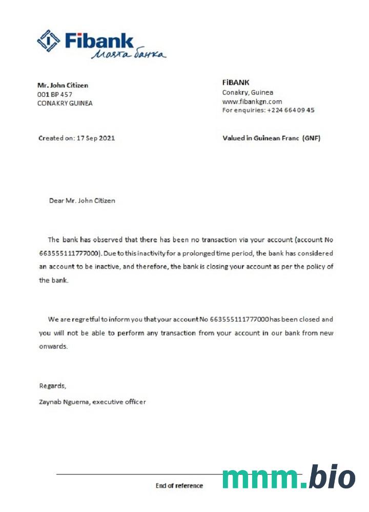 Przykład zamknięcia Gwinei Fibank w formatach Word i PDF
